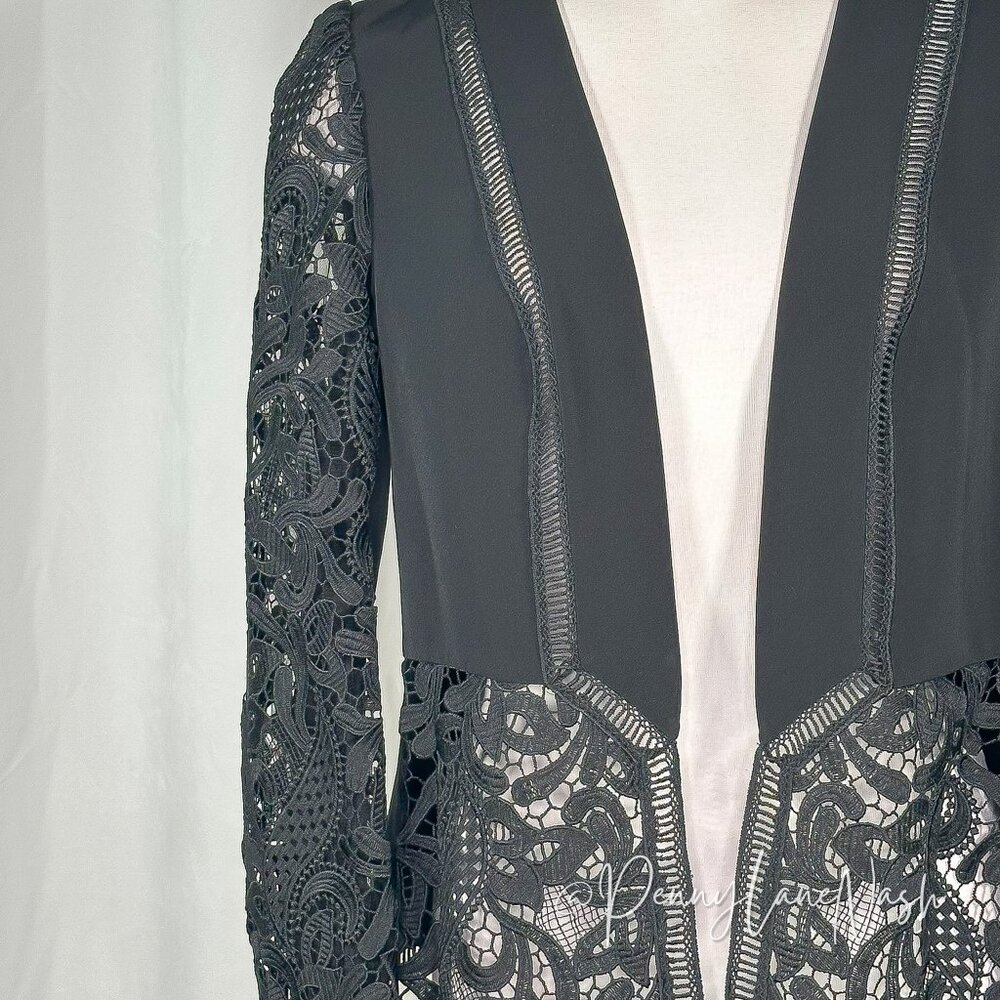 Ted Baker Liela Sheer Lace Panel Jacket Size 2 Black - Picture 3 of 11
